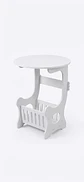 Mesa Auxiliar Redonda De Madera Con Revistero Y Organizador Blanco - Miniatura 1