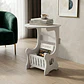 Mesa Auxiliar Redonda De Madera Con Revistero Y Organizador Blanco - Miniatura 3