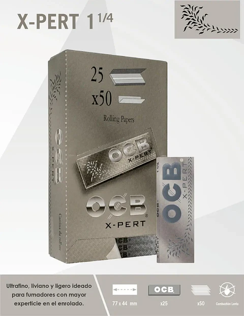 Papelillos OCB X-Pert 1 1/4 - Display de 25 Uds.