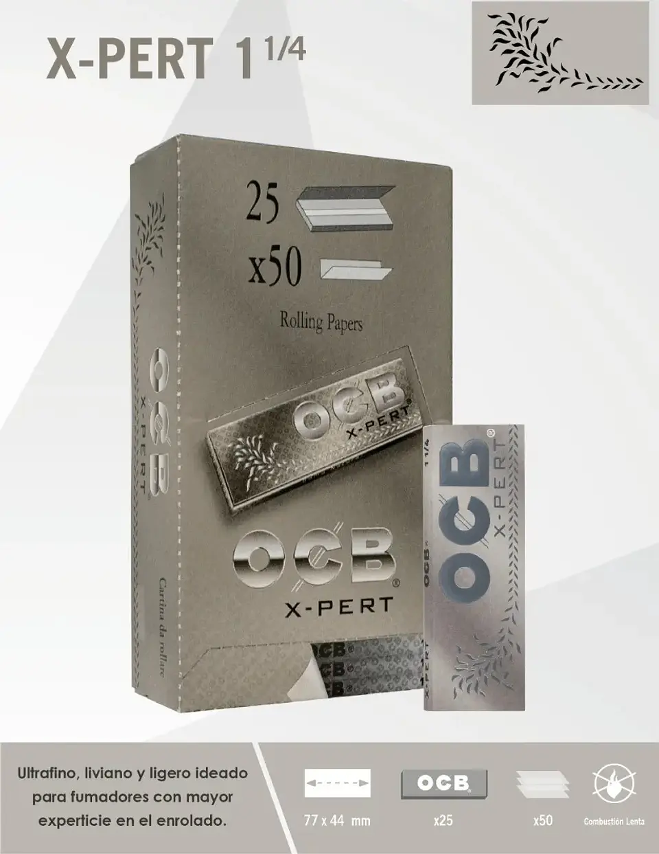 Papelillos OCB X-Pert 1 1/4 - Display de 25 Uds. 1