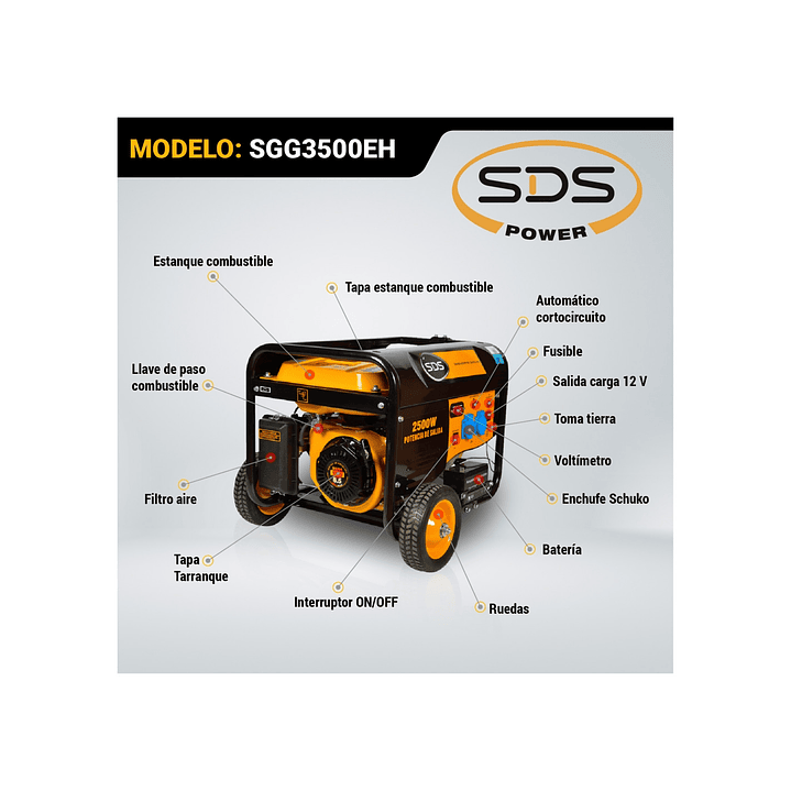 Generador bencinero 2,8 kw 220 v sgg3500eh 5