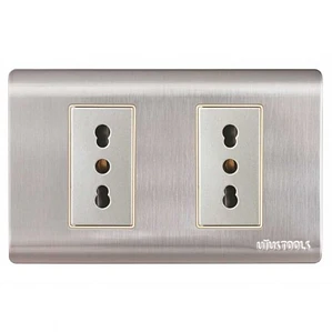 Enchufe Doble 10A ACERO-INOX Curvo UyusTools