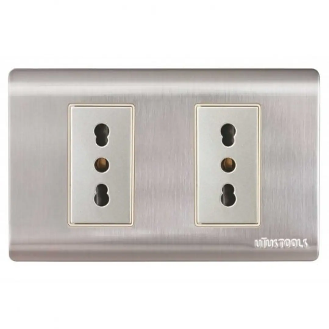 Enchufe Doble 10A ACERO-INOX Curvo UyusTools 1