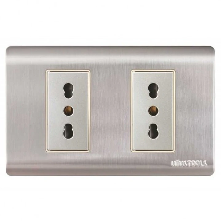 Enchufe Doble 10A ACERO-INOX Curvo UyusTools 1