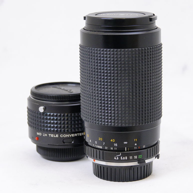 Minolta MD 70-300mm F4.5-5.8 + 2x Tele converter MD - Usado 1