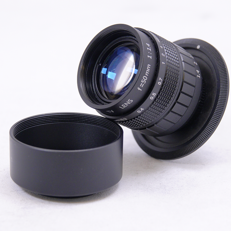 Lente Fujian 35mm f1.7 CCTV montura C con adaptador Sony E y M43 - Usado 2