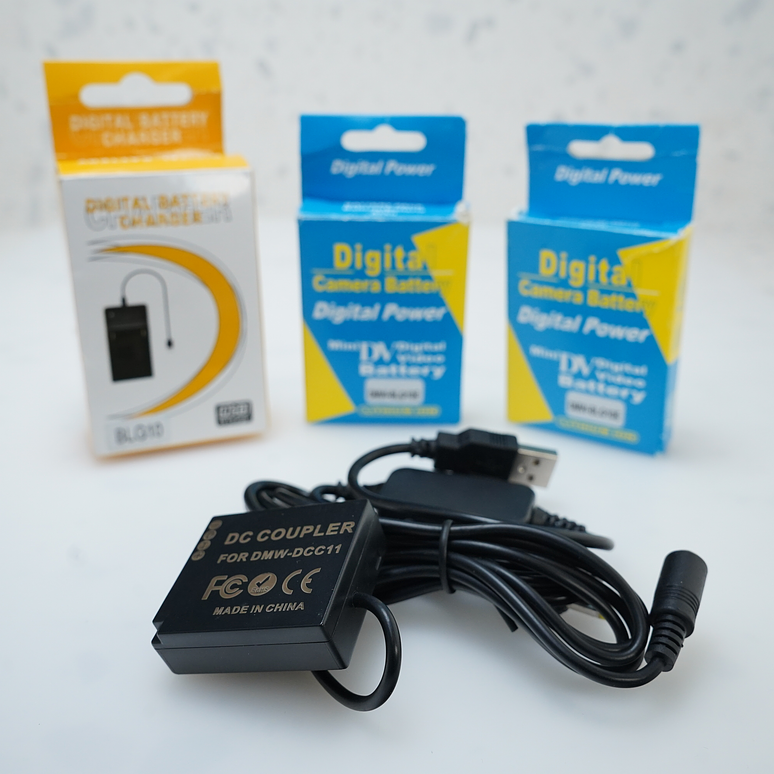 Cargador (para Panasonic) BLG10 + 2 baterias BLG10 + DC Coupler 1