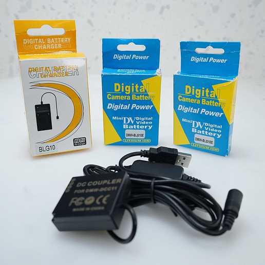 Cargador (para Panasonic) BLG10 + 2 baterias BLG10 + DC Coupler 2