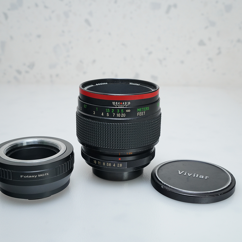 Vivitar 55mm 2.8 macro  + adaptador M42-FX - USADO 1