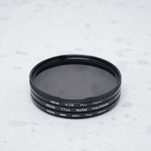 Kit de Filtros HOYA 77 mm – PL-CIR + Warm + HMC UC(c) - USADO 1