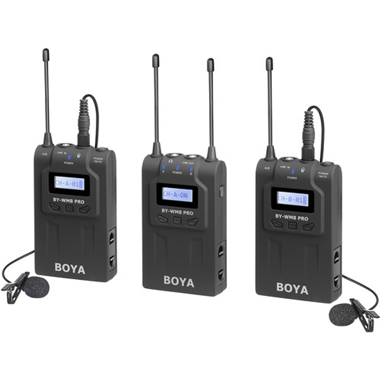 KIT lavalier inalámbrico de doble canal UHF BOYA BY-WM8 Pro 1