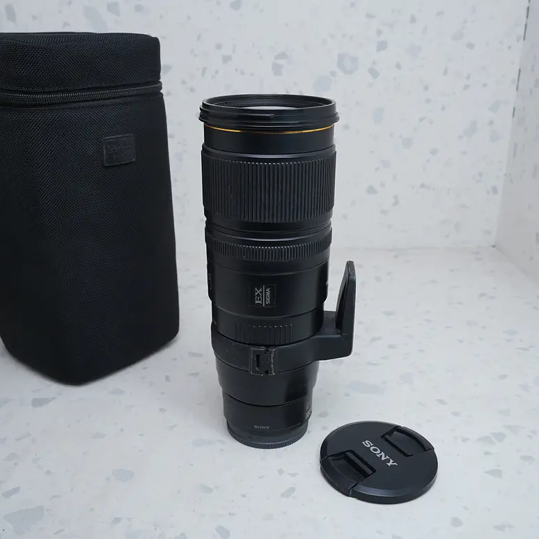 Sigma 70-200mm f/2.8 EX DG APO OS HSM para Sony Alpha + Adaptador A alpha a sony E- USADO 3