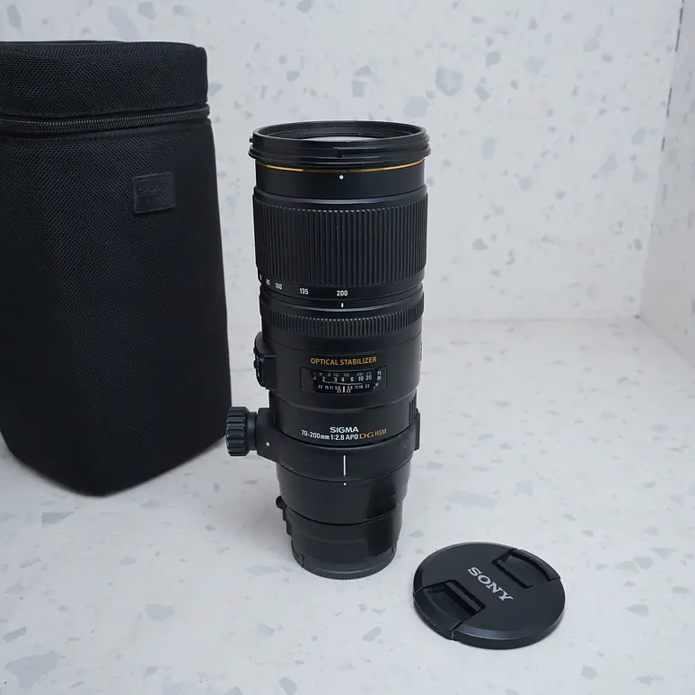 Sigma 70-200mm f/2.8 EX DG APO OS HSM para Sony Alpha + Adaptador A alpha a sony E- USADO 2