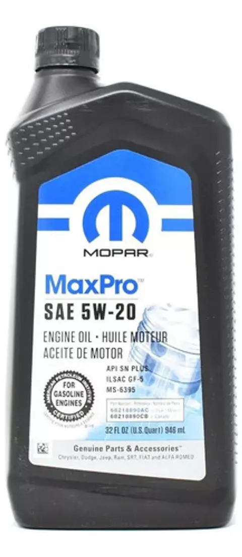 Aceite Motor 5w20 Mopar / Dodge / Jeep Bidón 946 Ml