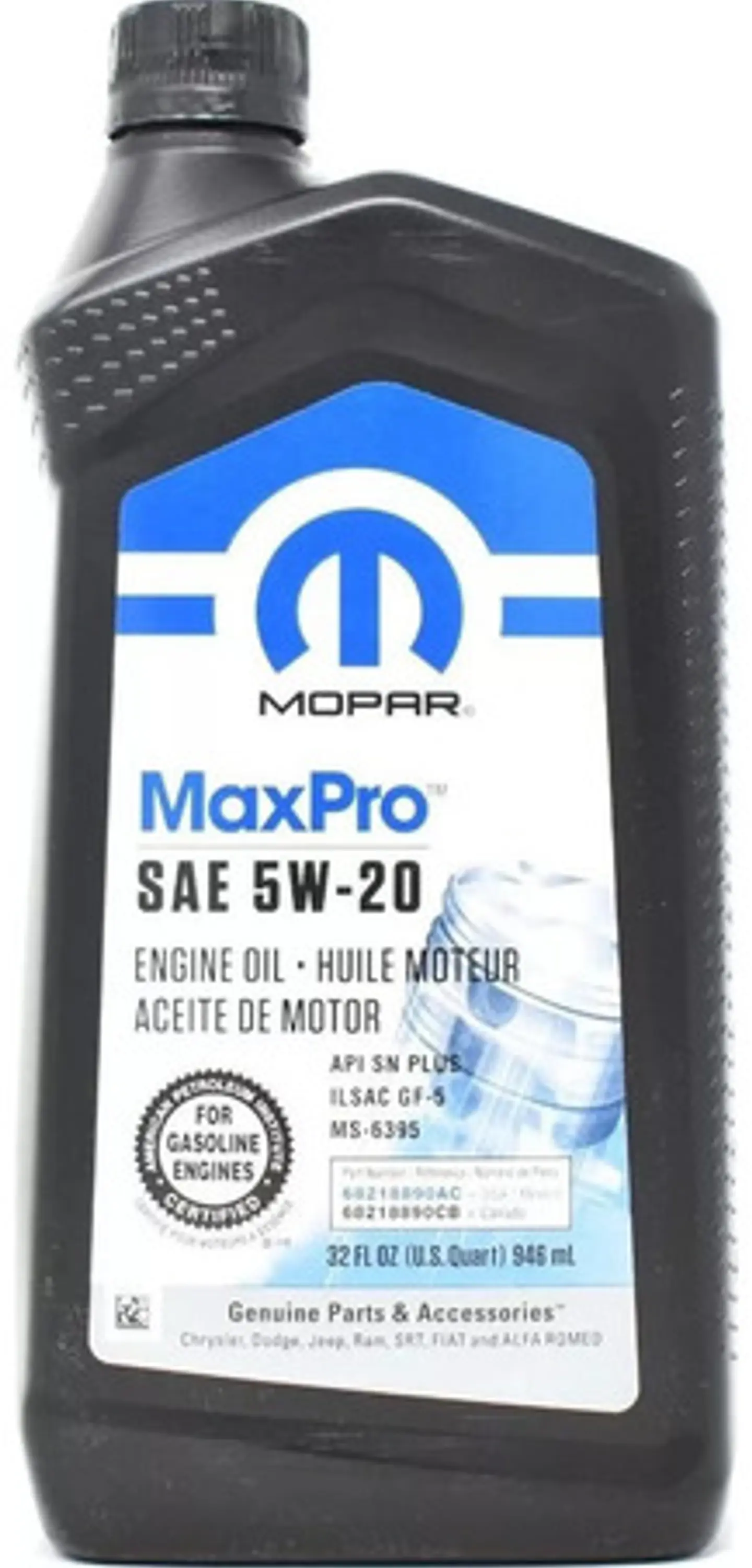 Aceite Motor 5w20 Mopar / Dodge / Jeep Bidón 946 Ml 1
