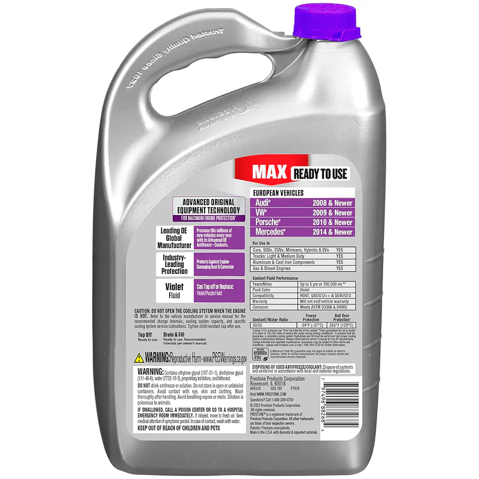 Refrigerante Prestone Violeta para Autos Europeos | 1 Gal 2
