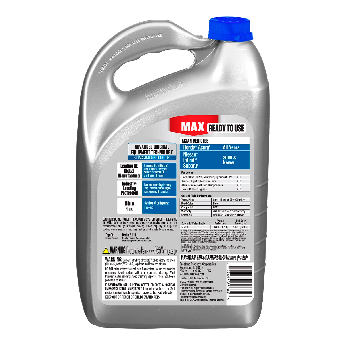 Refrigerante Prestone Azul Nissan Honda Subaru Asia 50/50 2