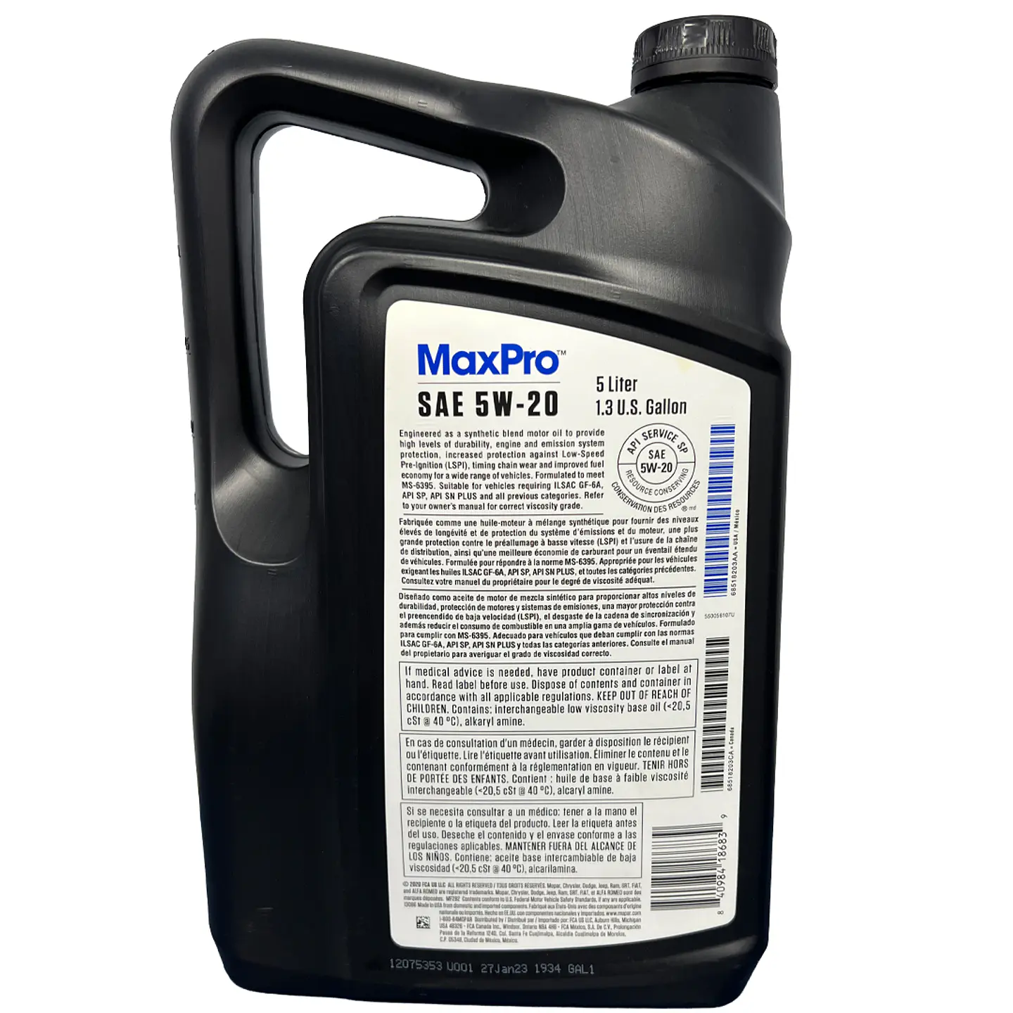 Aceite Para Motor Mopar Semisintetico 5w-20 Para Autos, Pickups & Suv De 1 Unidad X 5l 2