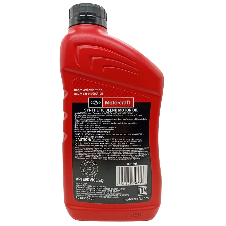 Aceite Motor 5w20 Ford Motorcraft 946 Ml Blend 2