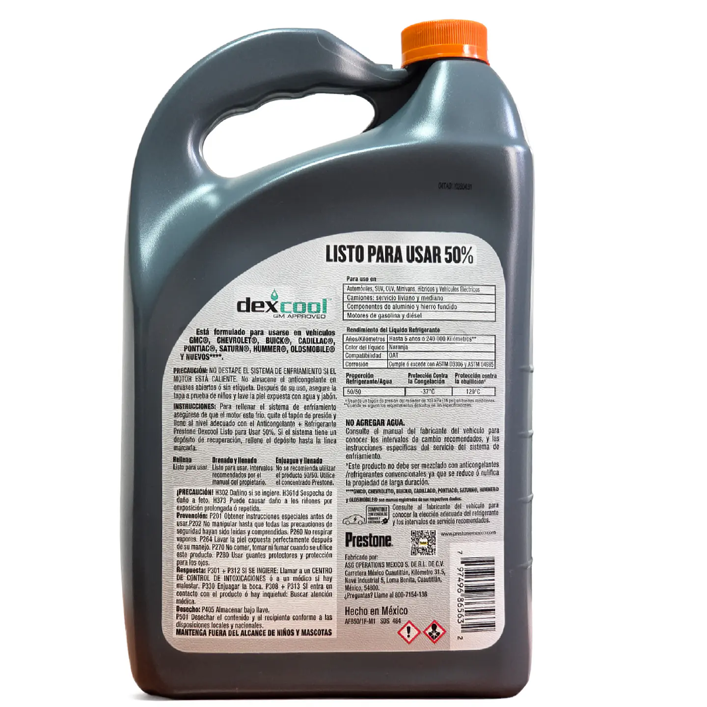 Anticongelante Prestone Dexcool 50/50 3.785l General Motors 2