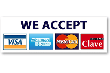 Aceptamos Clave, Visa, Amex, Mastercard