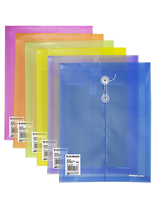 Sobres Plásticos Studmark, A4, colores surtidos