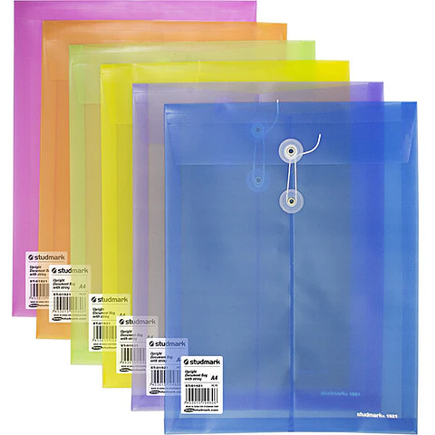 Sobres Plásticos Studmark, A4, colores surtidos