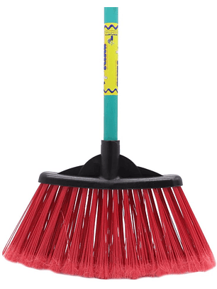 Escoba Abanico con Palo de Madera Pintado