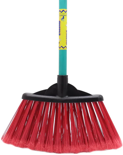 Escoba Abanico con Palo de Madera Pintado