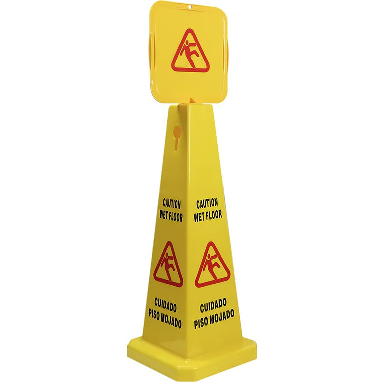 Aviso de Piso Mojado tipo Cono Español e Inglés 1
