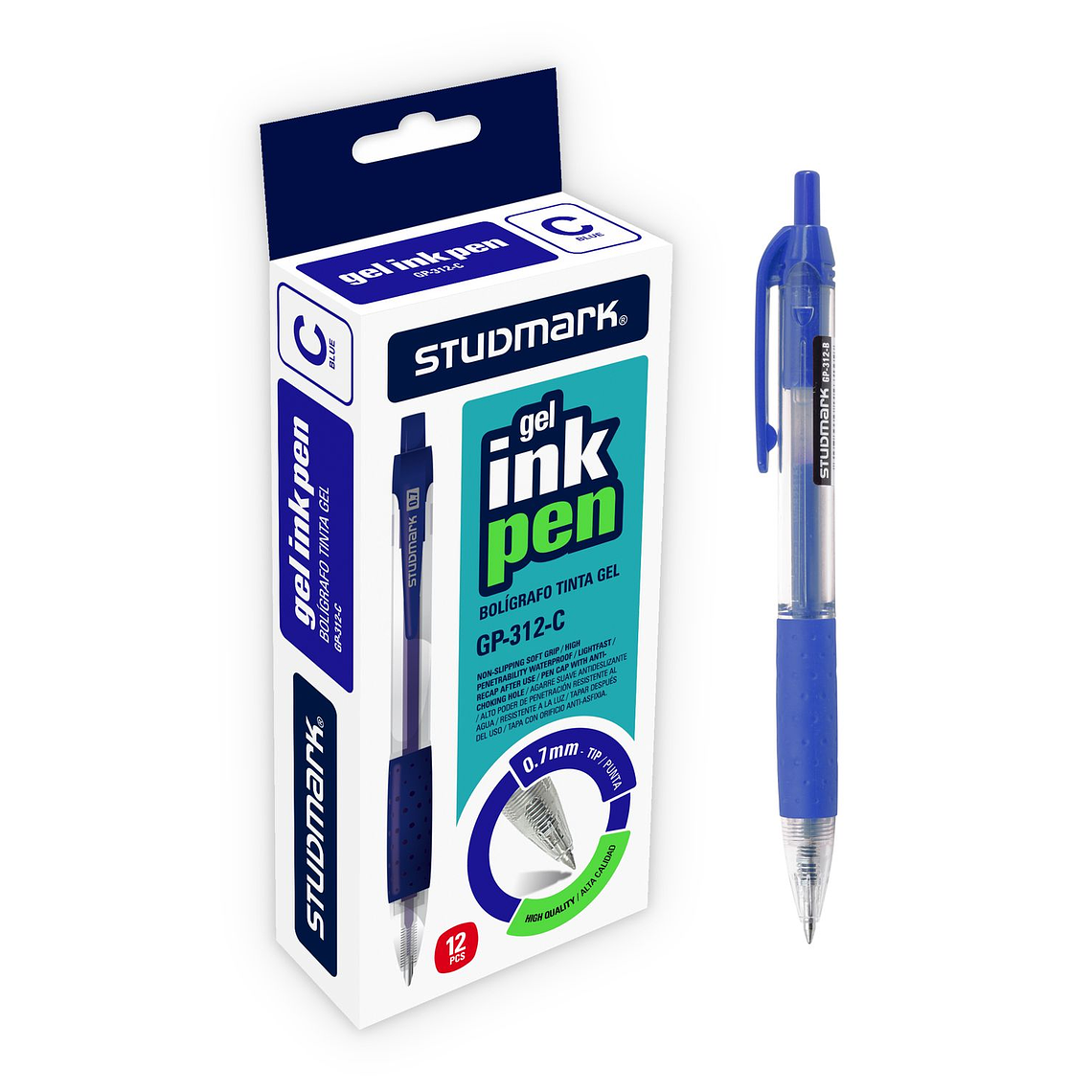 Caja de 12 Bolígrafos de Gel Studmark 0.7 mm 1