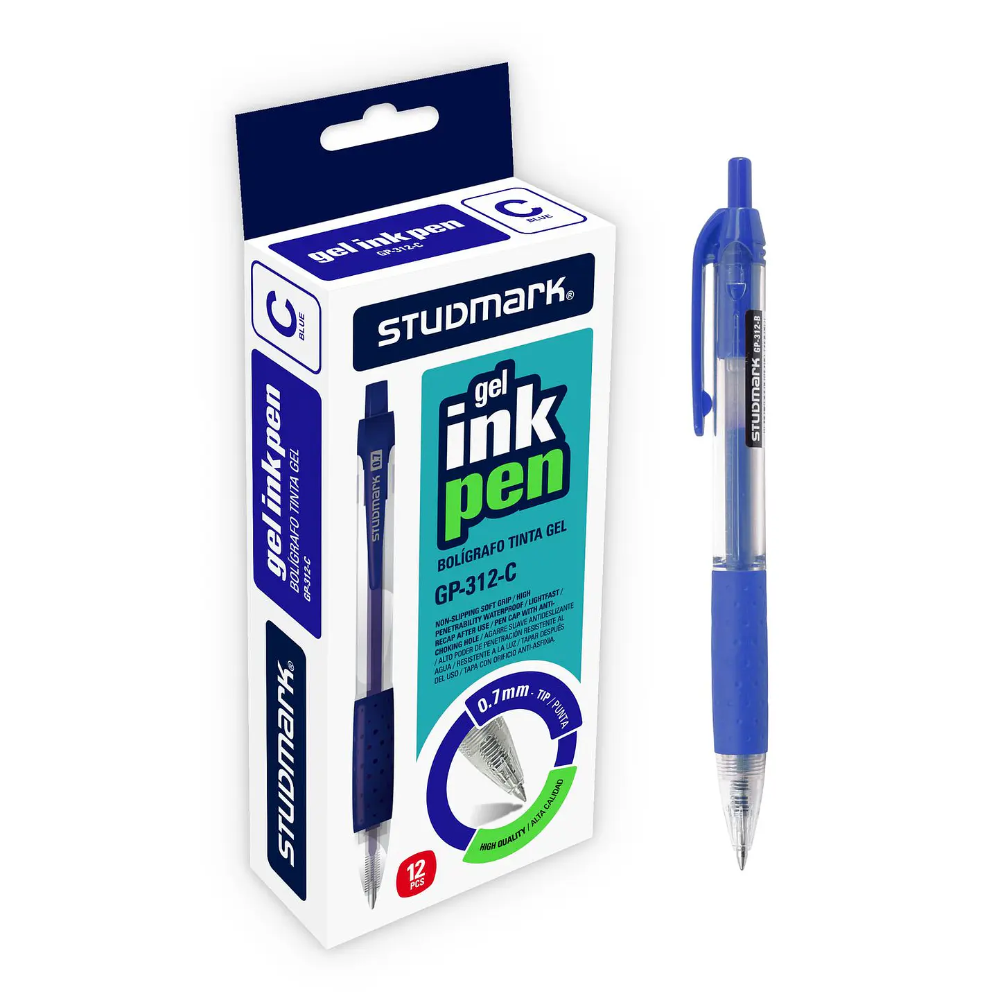 Caja de 12 Bolígrafos de Gel Studmark 0.7 mm 1