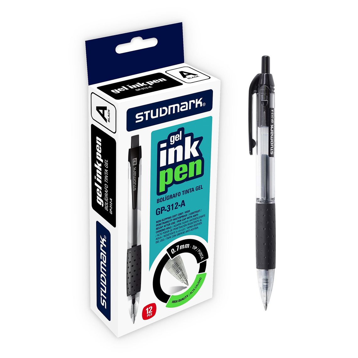 Caja de 12 Bolígrafos de Gel Studmark 0.7 mm 2