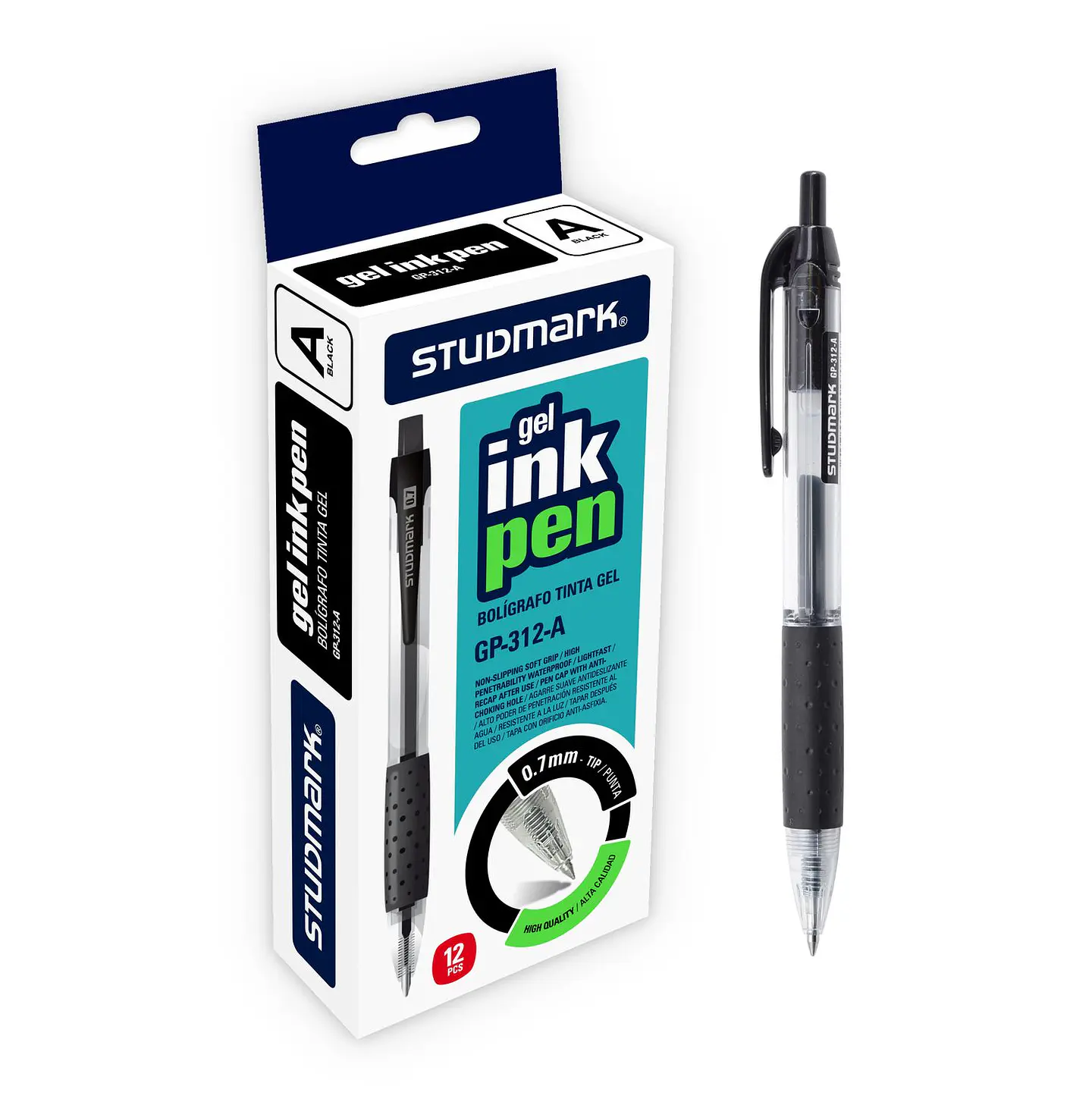 Caja de 12 Bolígrafos de Gel Studmark 0.7 mm 2