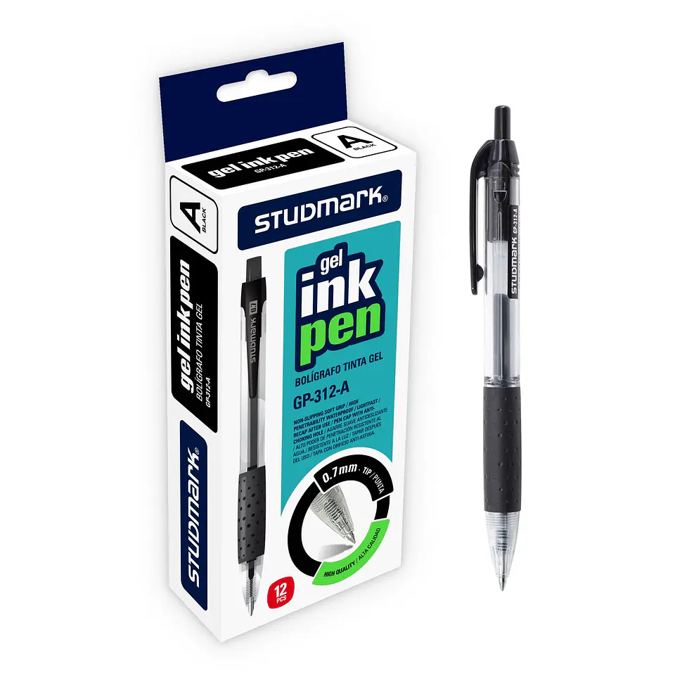Caja de 12 Bolígrafos de Gel Studmark 0.7 mm 2