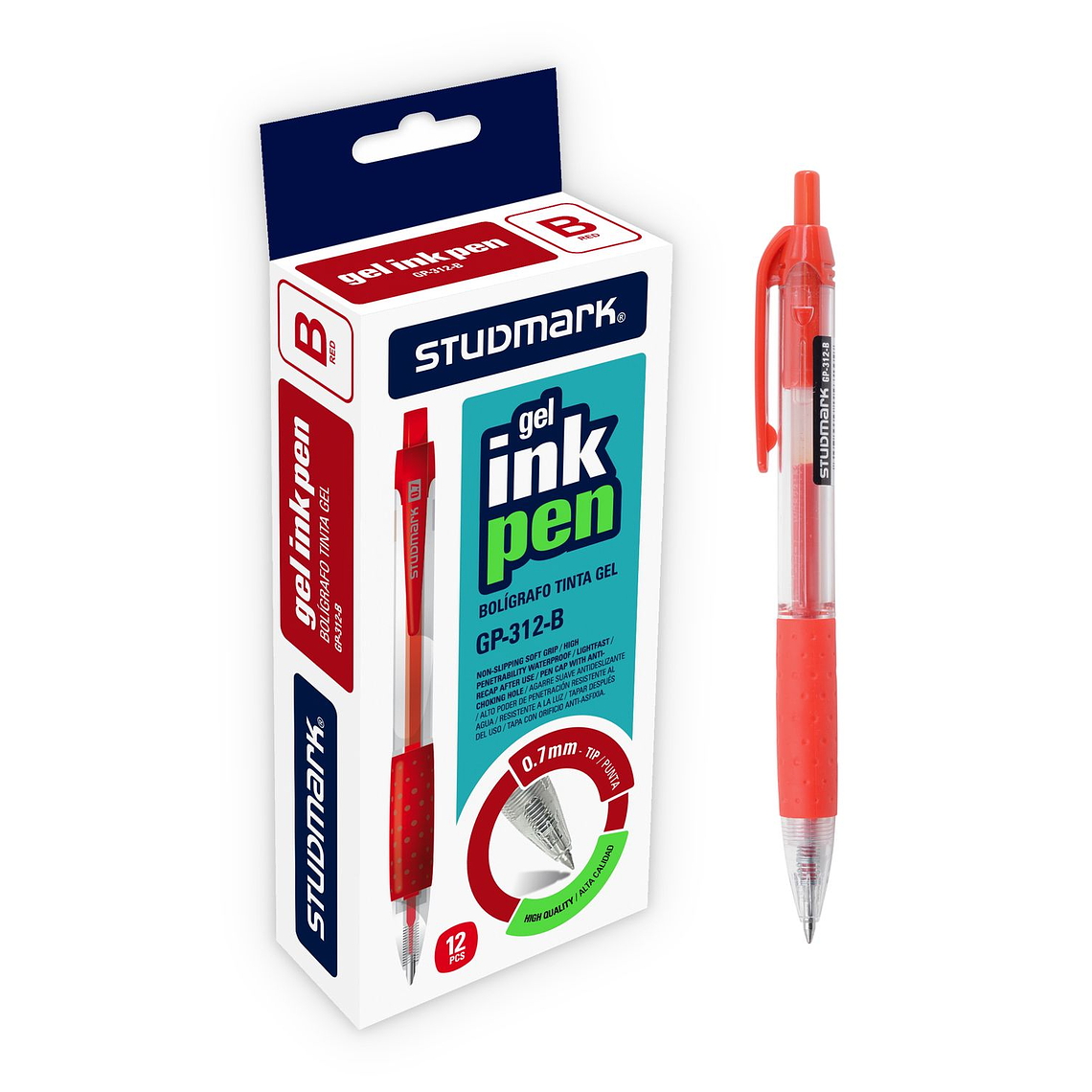 Caja de 12 Bolígrafos de Gel Studmark 0.7 mm 3