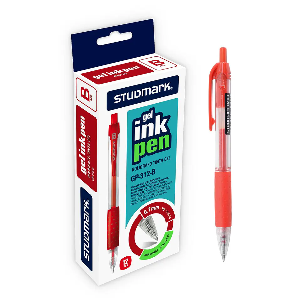 Caja de 12 Bolígrafos de Gel Studmark 0.7 mm 3