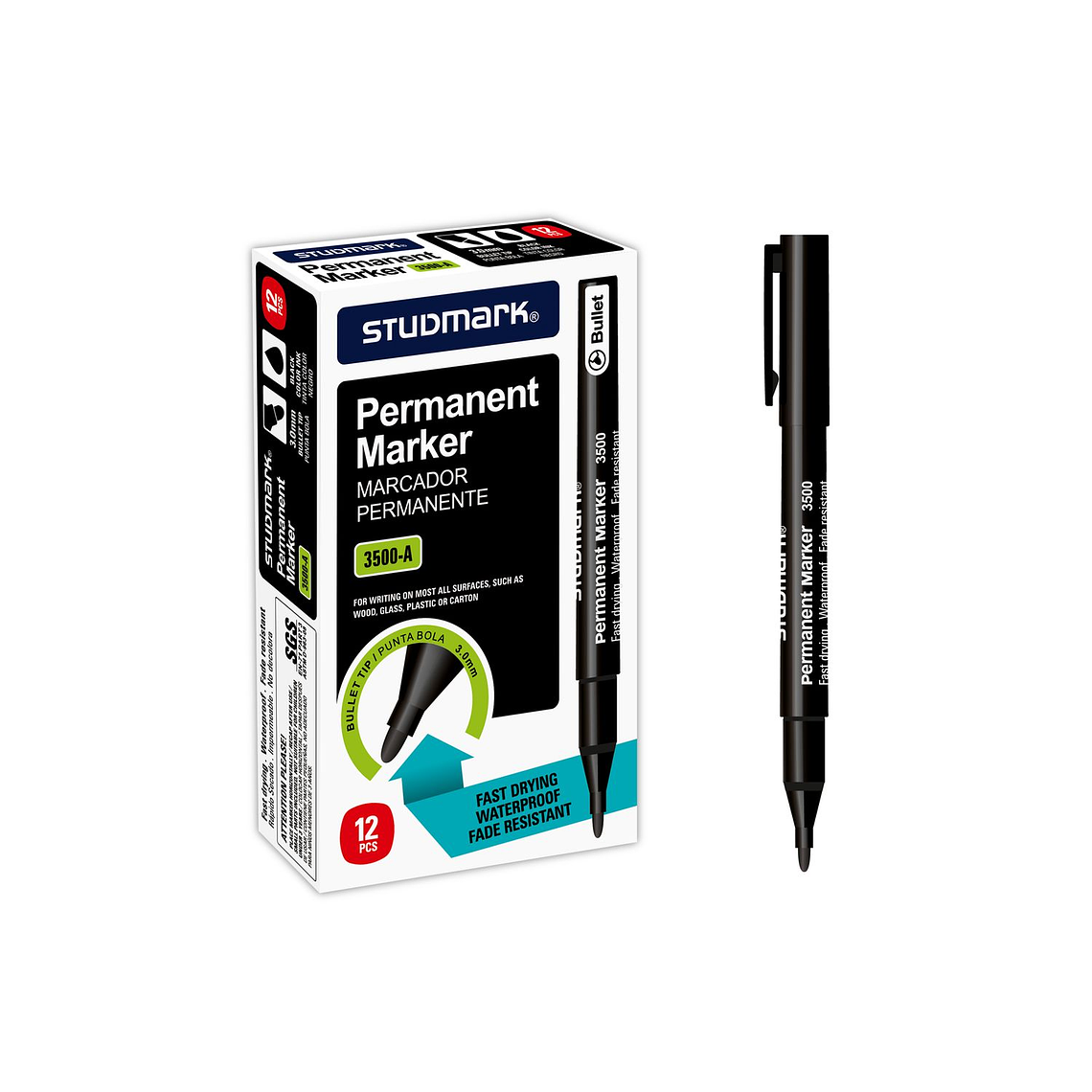 Caja de Marcadores permanente punta bola 3.0 mm 2