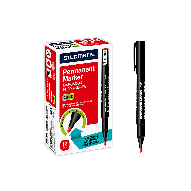 Caja de Marcadores permanente punta bola 3.0 mm 3