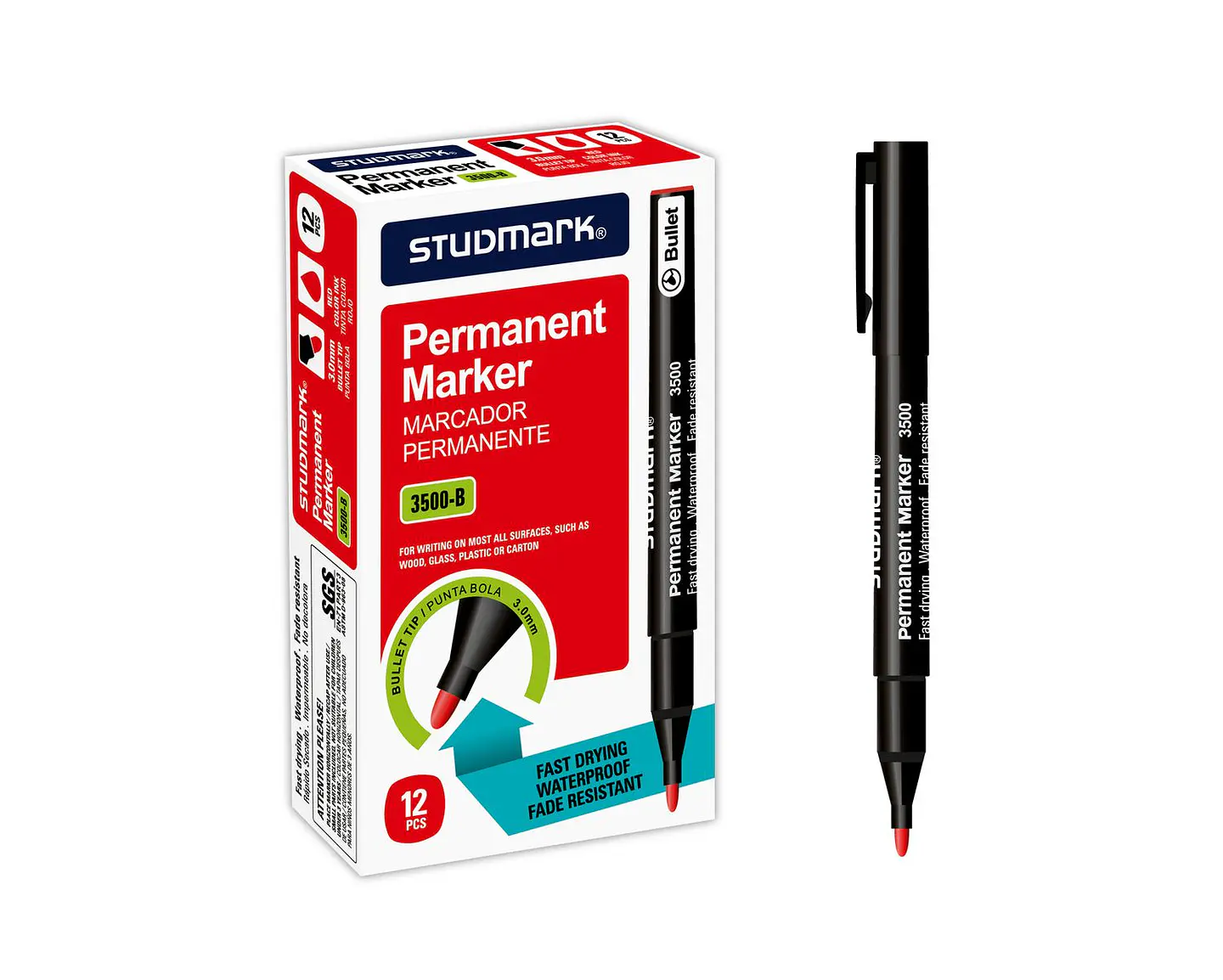 Caja de Marcadores permanente punta bola 3.0 mm 3