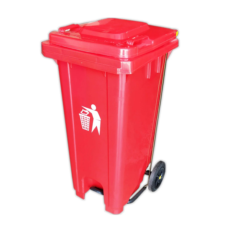 Basurero de 32 galones con Pedal y ruedas 4