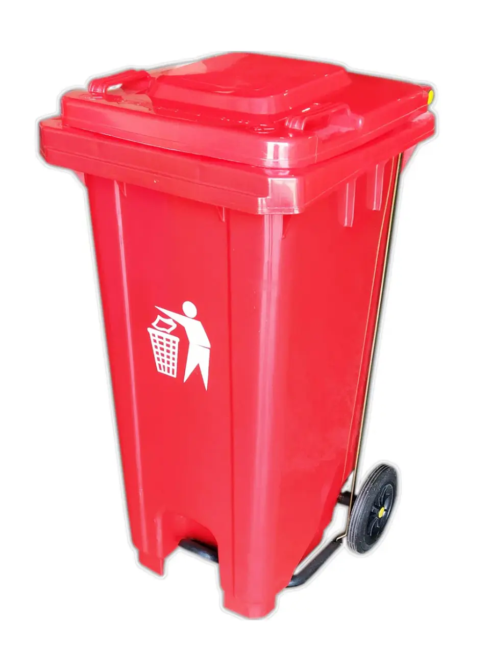 Basurero de 32 galones con Pedal y ruedas 4