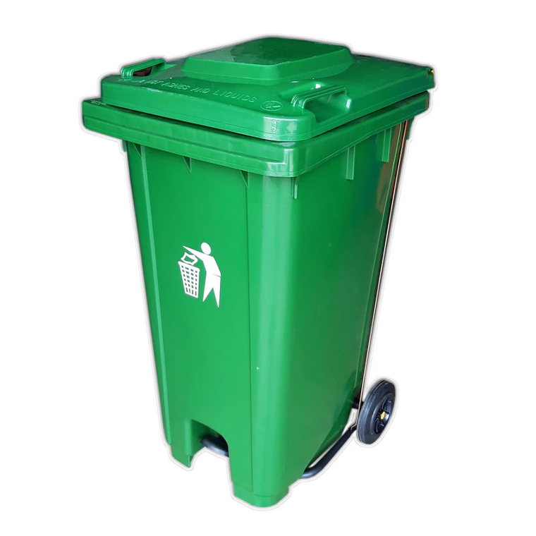 Basurero de 32 galones con Pedal y ruedas 5