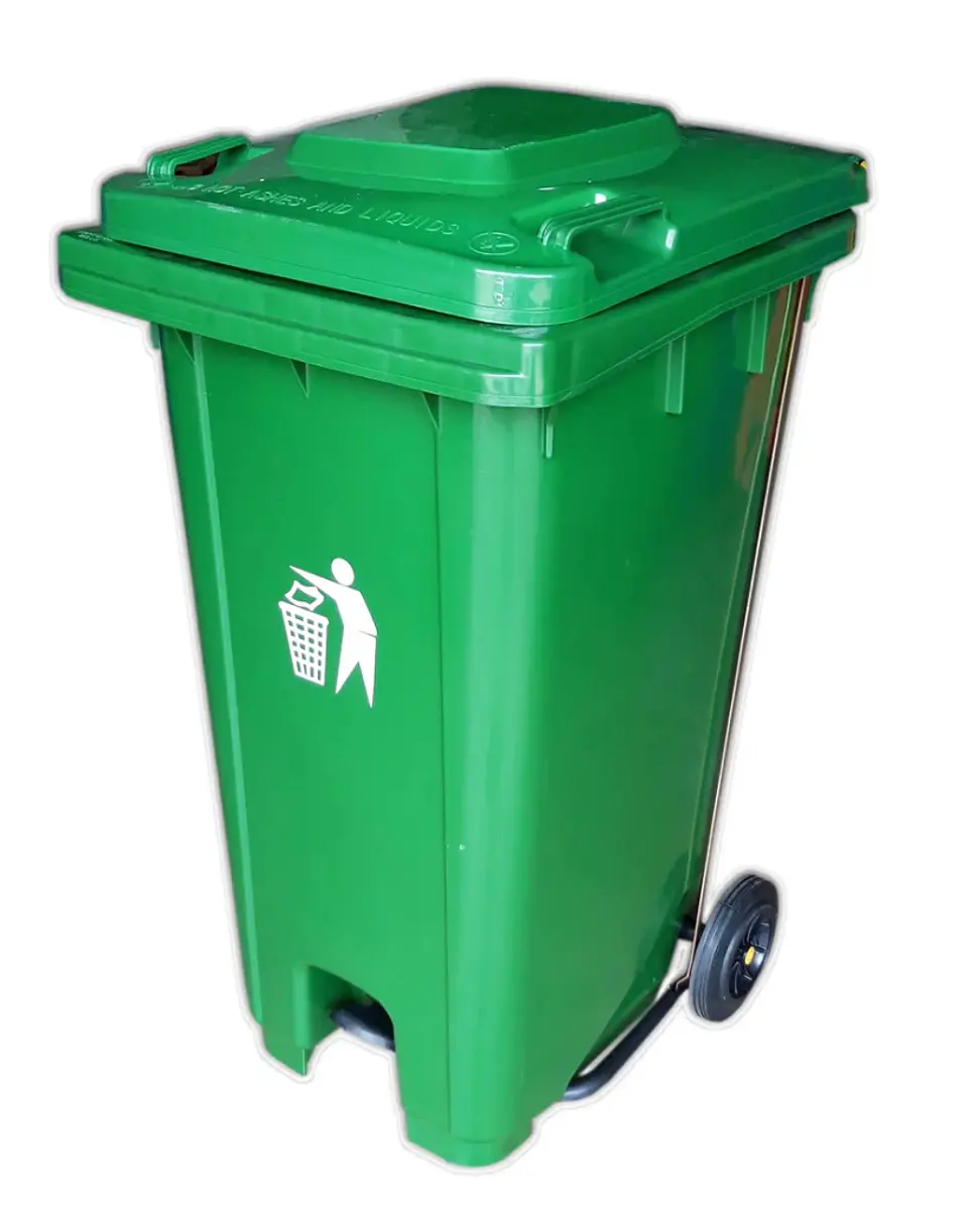 Basurero de 32 galones con Pedal y ruedas 5