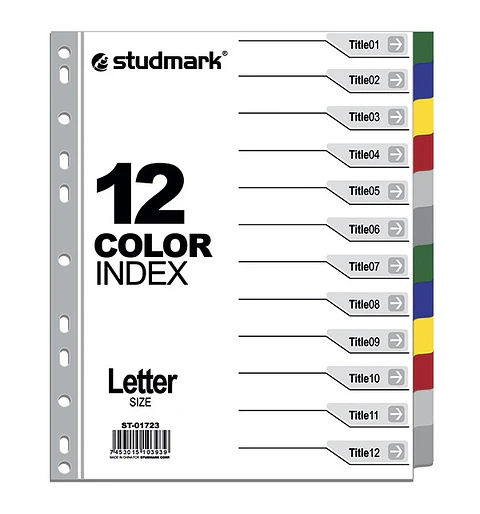 Separadores de 12 colores tamaño carta