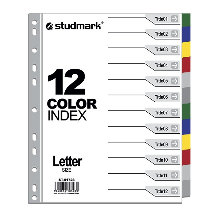Separadores Studmark, Carta, 12 divisiones de colores 1