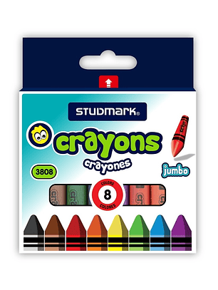Crayones Studmark de cera, Jumbo, 8 colores