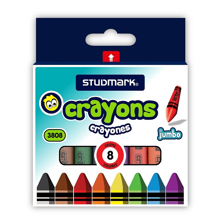 Crayones Studmark de cera, Jumbo, 8 colores 1