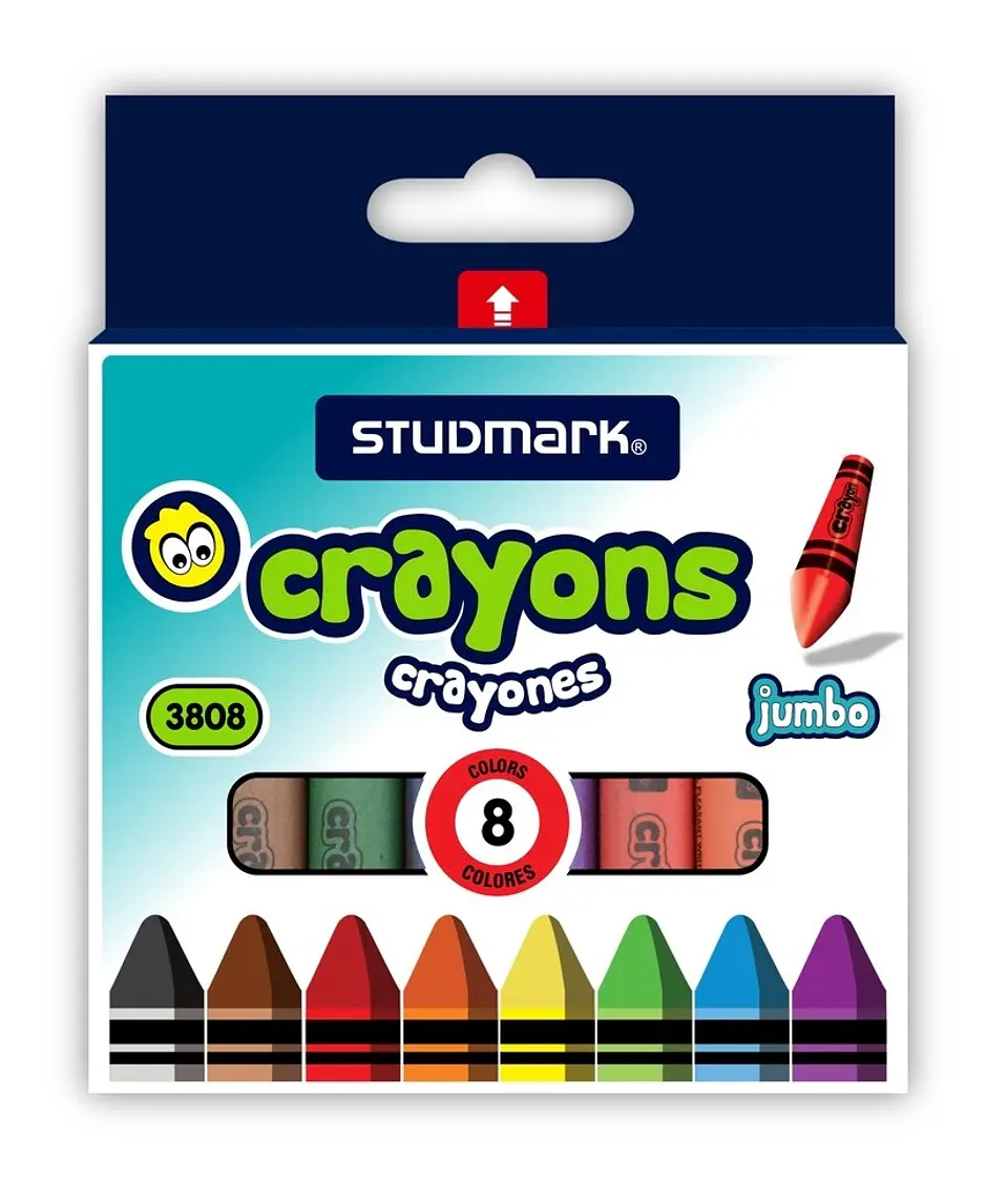 Crayones Studmark de cera, Jumbo, 8 colores 1