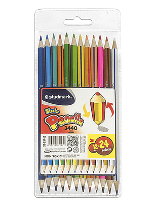 Lápices bicolor Studmark, 24 colores